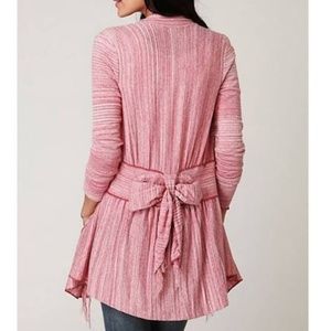 Free People Cardigan Space Dye Red White Bow Sz S